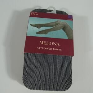 Merona Patterned Tights Black 1x-2x New 1 Pair